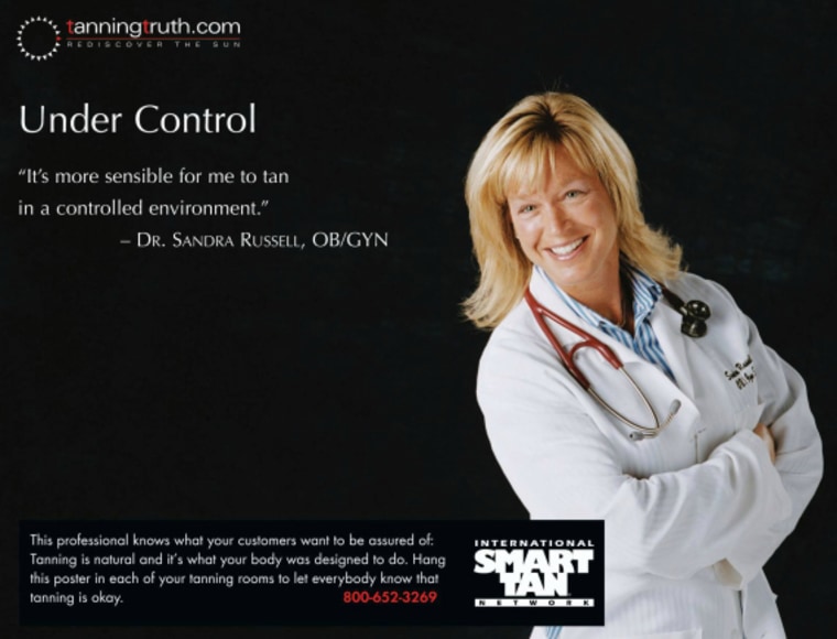 Dr. Sandra Russell, a Michigan doctor, in a pro-tanning ad from a 2007 issue of Tanning Trends magazine. Russell recently helped start a nonprofit group that promotes vitamin D and sunlight for cancer prevention.