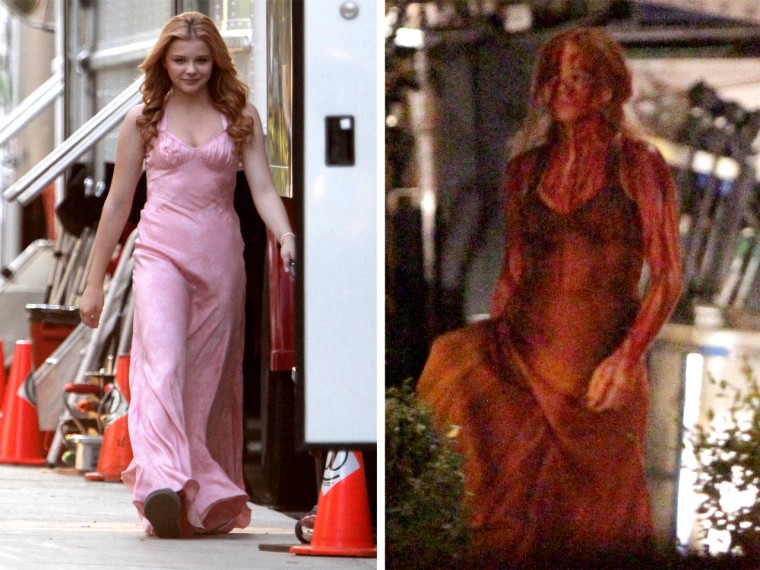 Chloe Grace Moretz in both pre- and post-bloody prom scenes from the new version of