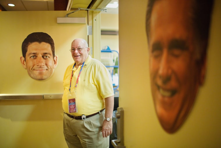 Lou Nudi, of Ross Township Pa., an alternate delegate attends the Republican National Convention in Tampa, Fla., Aug. 27, 2012.