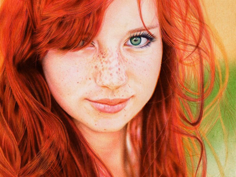 Samuel Silva's \"Redhead Girl\" is drawn with ballpoint pen and based on a photograph of model Love Ansimov by Russian photographer Kristina Tararina.
