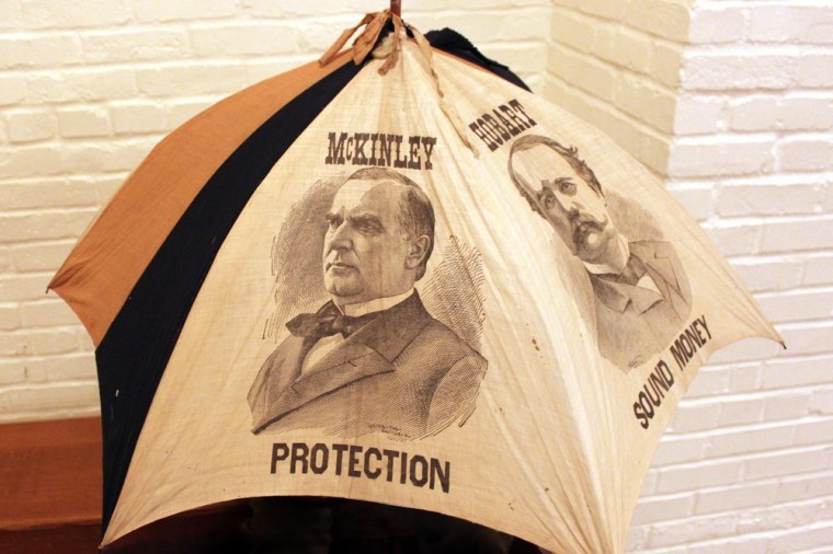 An umbrella from the 1896 William McKinley presidential campaign.