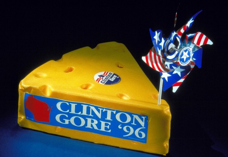 Bill Clinton-Al Gore Democratic Convention \"cheesehead\" hat from Wisconsin delegation, Chicago, 1996.
