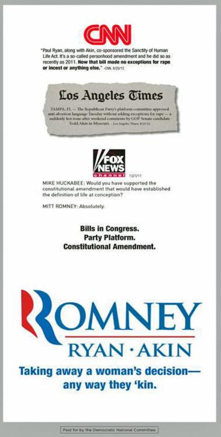 Democratic National Committee ad in the Tampa Tribune, Aug. 28, 2012