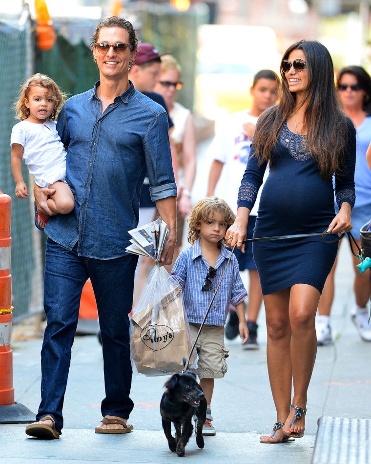 Camila Alves in New York with husband Matthew McConaughey and children Levi and Vida.