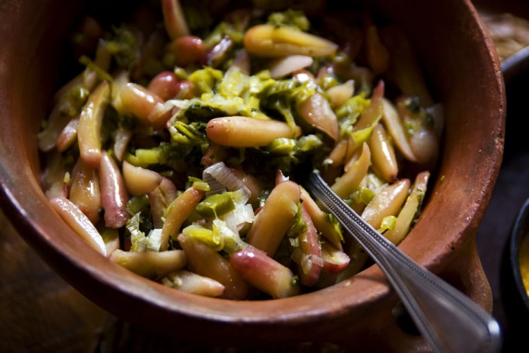 A dish featuring pine nuts at Cocina La Nana.