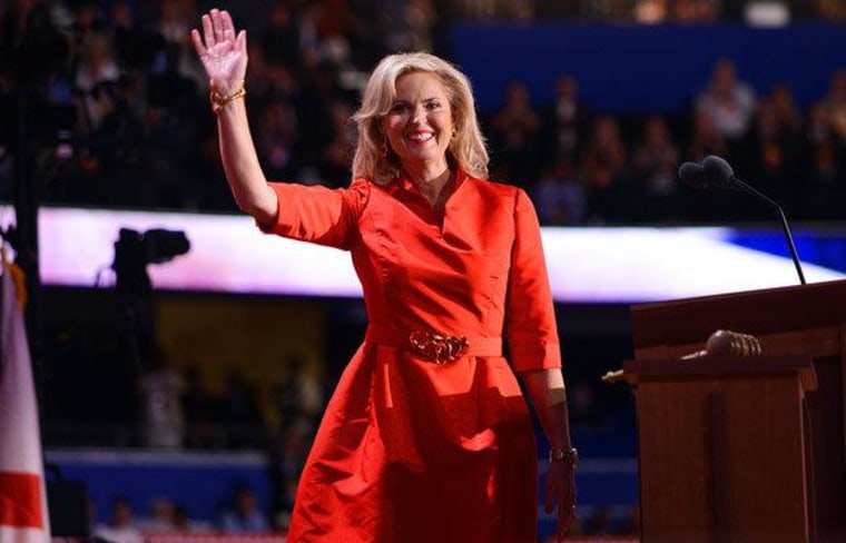 Ann Romney opted for a bright red dress while giving a speech at the Republican National Convention on Aug. 28.