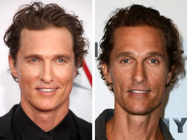 Matthew McConaughey in 2009, left, and this year after losing weight for a new film role.