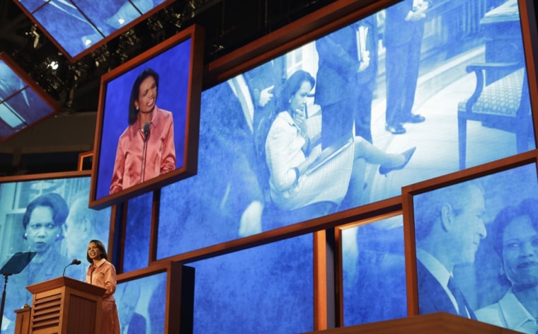 Former Secretary of State Condoleezza Rice addresses the Republican National Convention in Tampa, Fla., on Wednesday, Aug. 29, 2012.