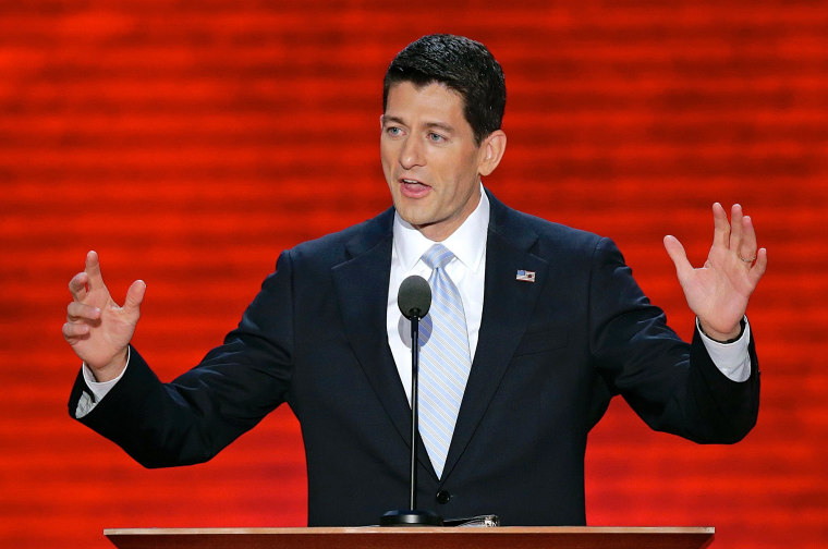 Republican vice-presidential nominee Paul Ryan delivers his speech last night at the Republican National Convention in Tampa.