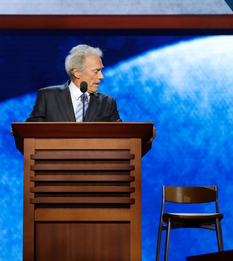 Clint Eastwood addresses an imaginary President Obama during his Republican National Committee speech on Thursday night.