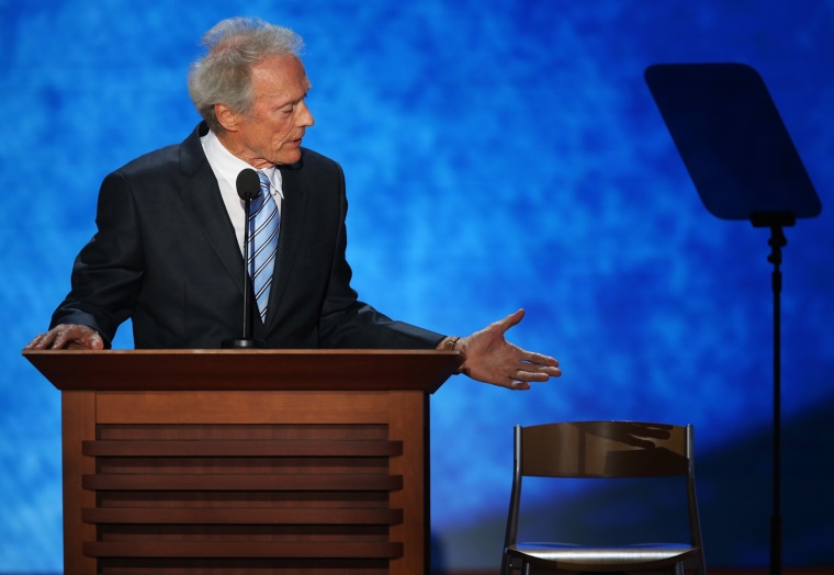 Actor Clint Eastwood speaks to an empty chair Thursday during the final day of the Republican National Convention at the Tampa Bay Times Forum.