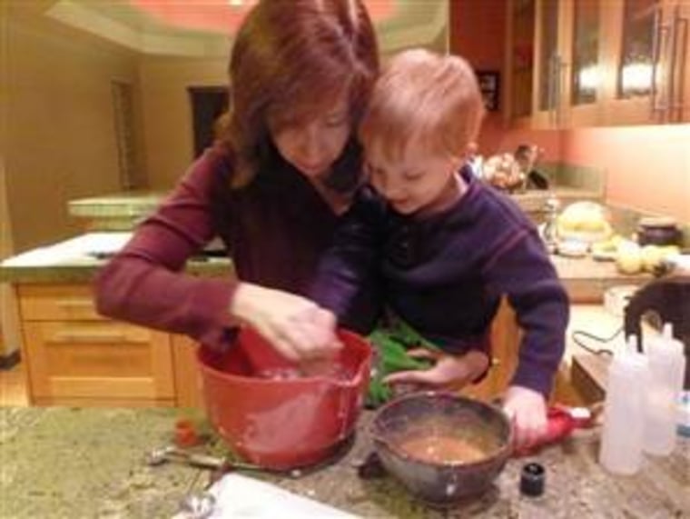 Handy tip from the book \"OMG Pancakes\": Kids love to help stir food coloring into pancake batter.