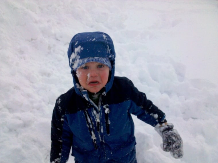 Alex, 4, not too happy after a faceplant in the snow
