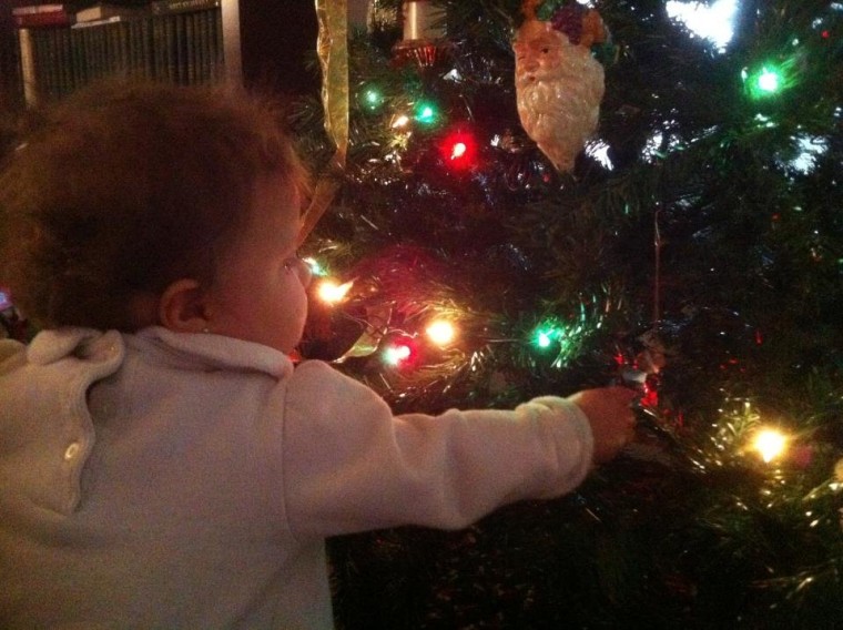 Austen, 11 months, loves twinkling lights