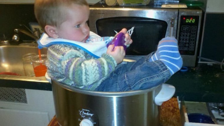 Hey mom, what's for dinner? Baby Buddy in the slow cooker -- don't worry, it's not on!