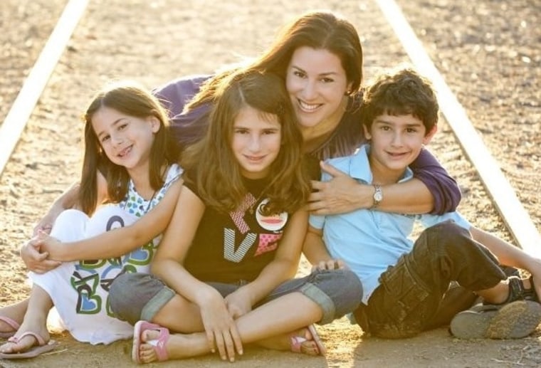 Sarah Maizes and her three children: Week one of Camp Mommy is all smiles.