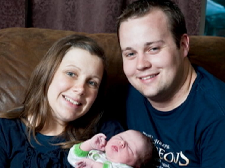 Josh and Anna Duggar with their newly arrived baby boy.