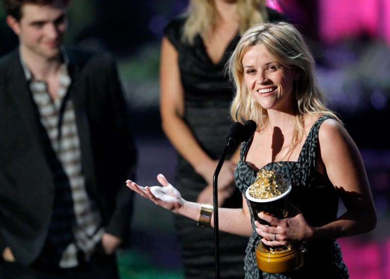 Reese Witherspoon accepts the MTV generation award at the MTV Movie Awards in Los Angeles.