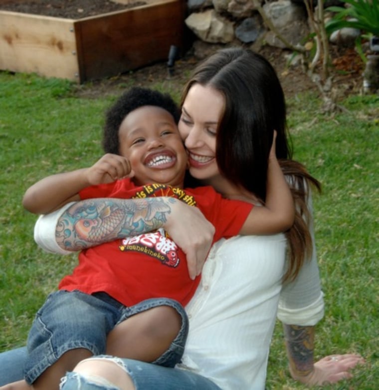 Happily imperfect: Jillian Lauren with her son.