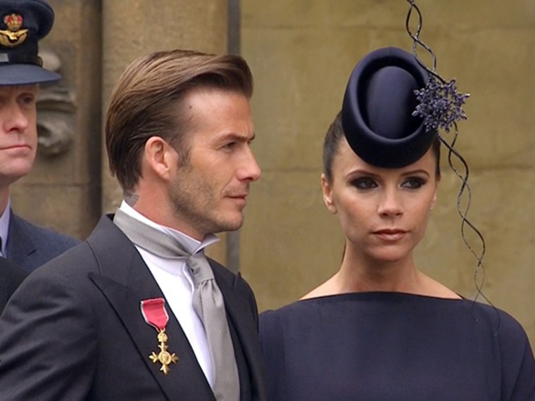 David and Victoria Beckham (shown here at the Royal Wedding of Prince William and Princess Catherine) now have a princess of their own: Harper Seven Beckham.