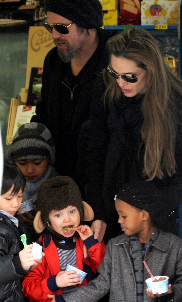 Jolie, Pitt and children in 2010.