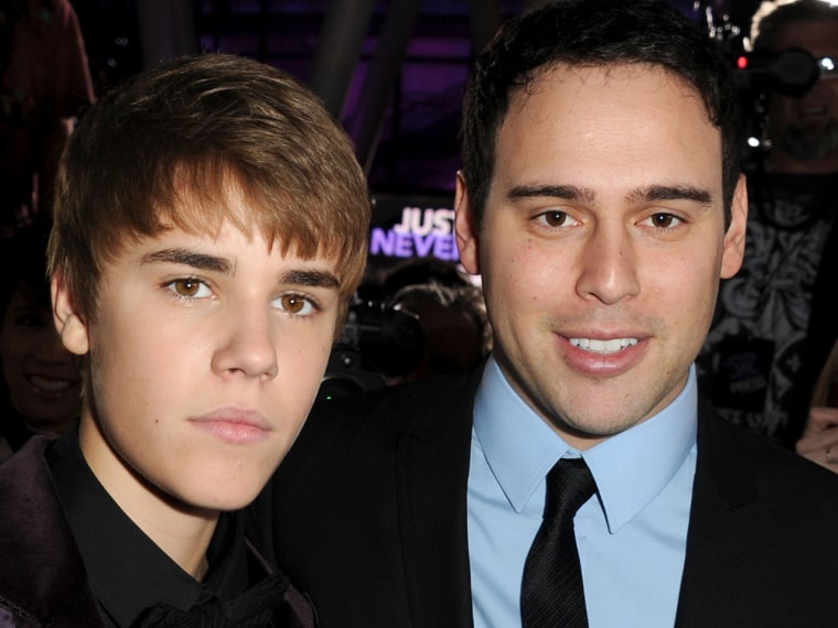 Justin Bieber and his manager, Scooter Braun.