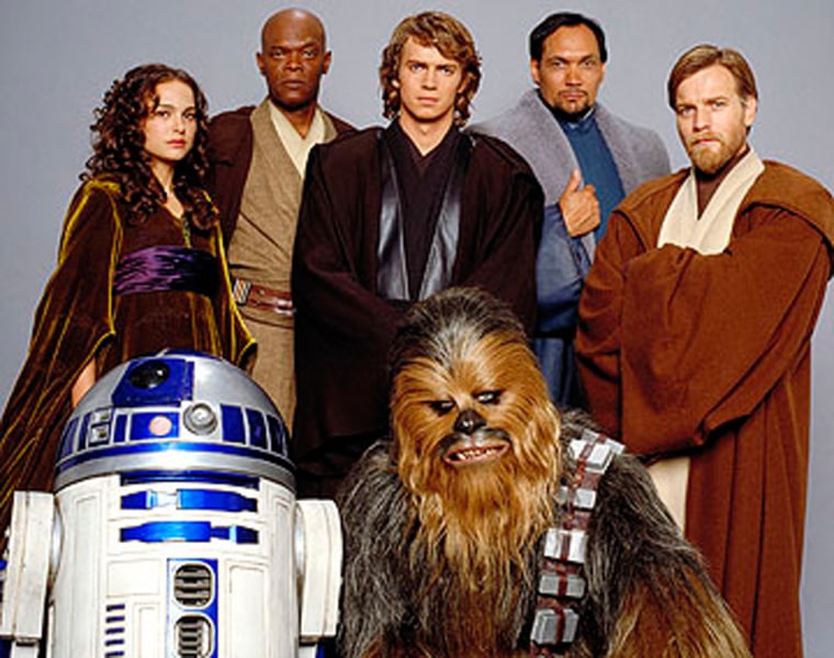 Samuel L. Jackson (second from left) with other stars of "Star Wars: Episode III Revenge of the Sith."