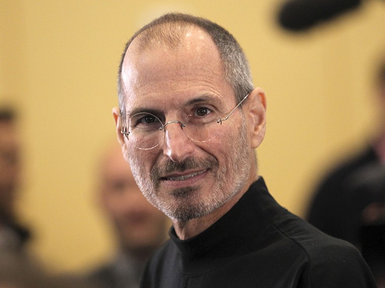 Late Apple CEO Steve Jobs, shown here in June 2010, was known for his signature style: black turtlenecks by designer Issey Miyake.