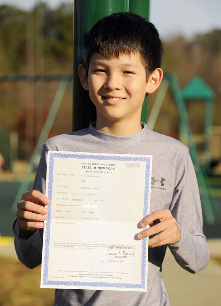 Kiam Montiya will turn 12 years old at 12:12 p.m. on 12/12/12. The boy from Birmingham, Ala., has the New York birth certificate from 2000 to prove it.