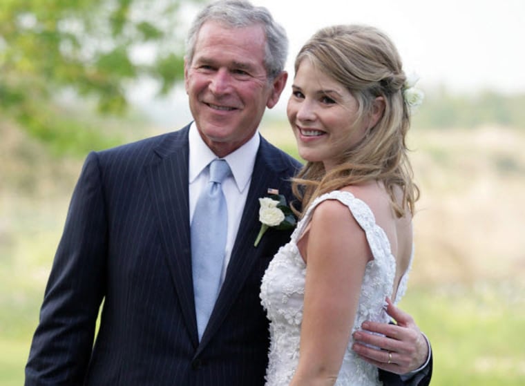 Image: Jenna Bush Hager stands with her father, President George W. Bush