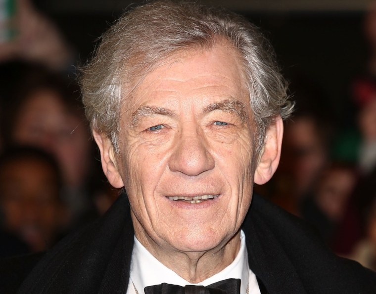 Sir Ian McKellen at the Royal Film Performance of \"The Hobbit: An Unexpected Journey\" at Odeon Leicester Square on Dec. 12 in London.