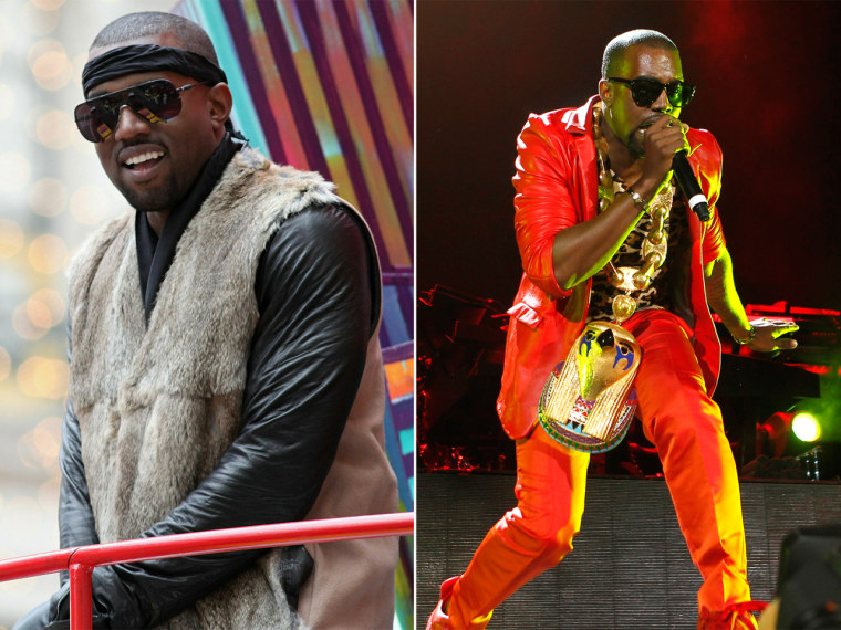 A history of fashion: Kanye West at the 84th Annual Macy's Thanksgiving Day Parade on November 25, 2010; Kanye West makes a guest appearance during a Jay-Z concert on Sept. 13, 2010, in New York.