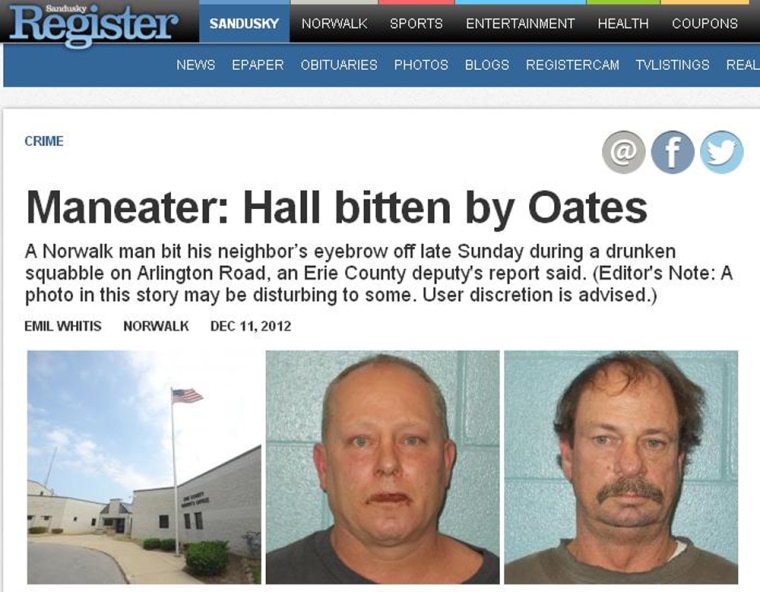 Sandusky Register design desk chief Mike Schaffer gets credit for this music-themed headline, while things weren't so rocking for Roger B. Oates and Ronald Mantz, who face charges in Ohio for the case involving Scott Hall.