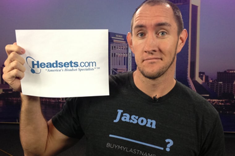 The former Jason Sadler will now be known as HeadSetsDotCom for the next year after auctioning off his name for $45,000.