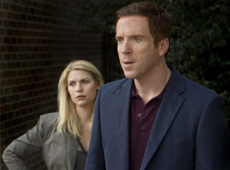 Claire Danes as Carrie Mathison and Damian Lewis as Nick Brody on \"Homeland.\"