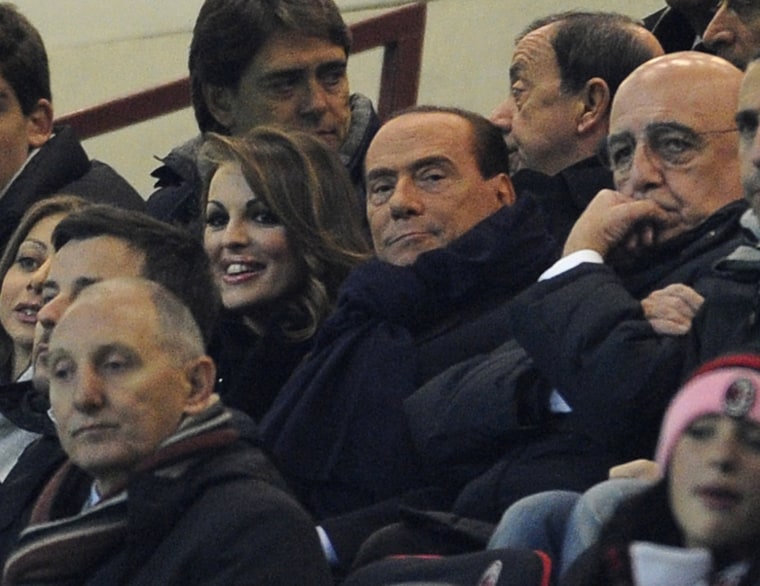 Silvio Berlusconi and Francesca Pascale attend a soccer match on Dec. 4 in Milan.