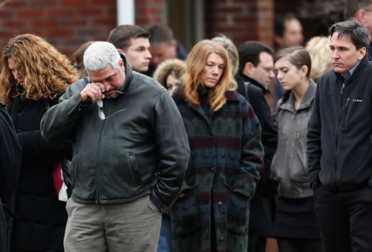 Mourners arrive for the funeral service for Noah Pozner, 6, on Dec. 17 in Fairfield, Conn.
