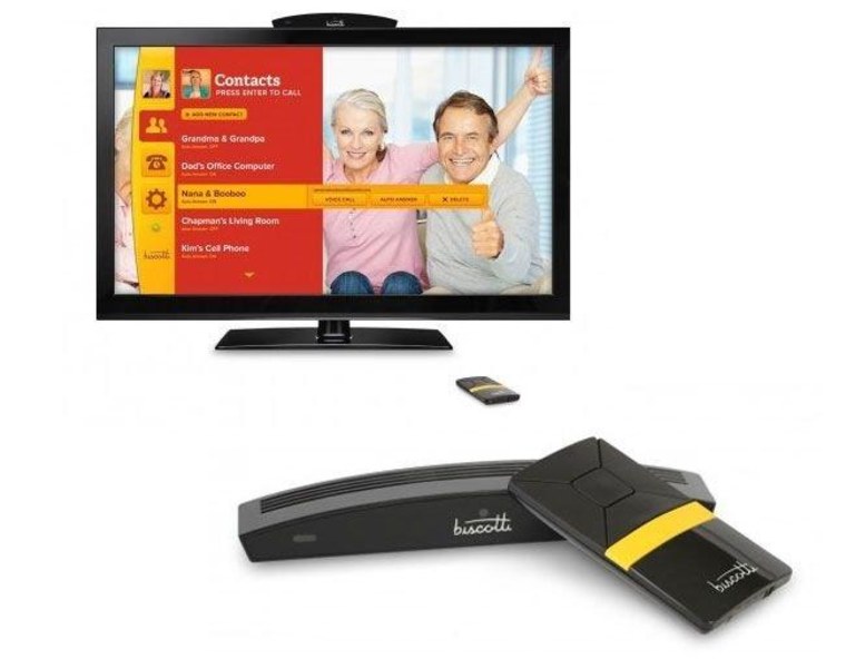 Biscotti turns a TV into a high-def video phone.