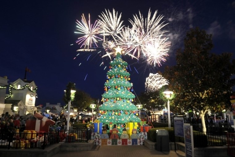 Christmas tree built of 245,000 DUPLO bricks at LEGOLAND California.