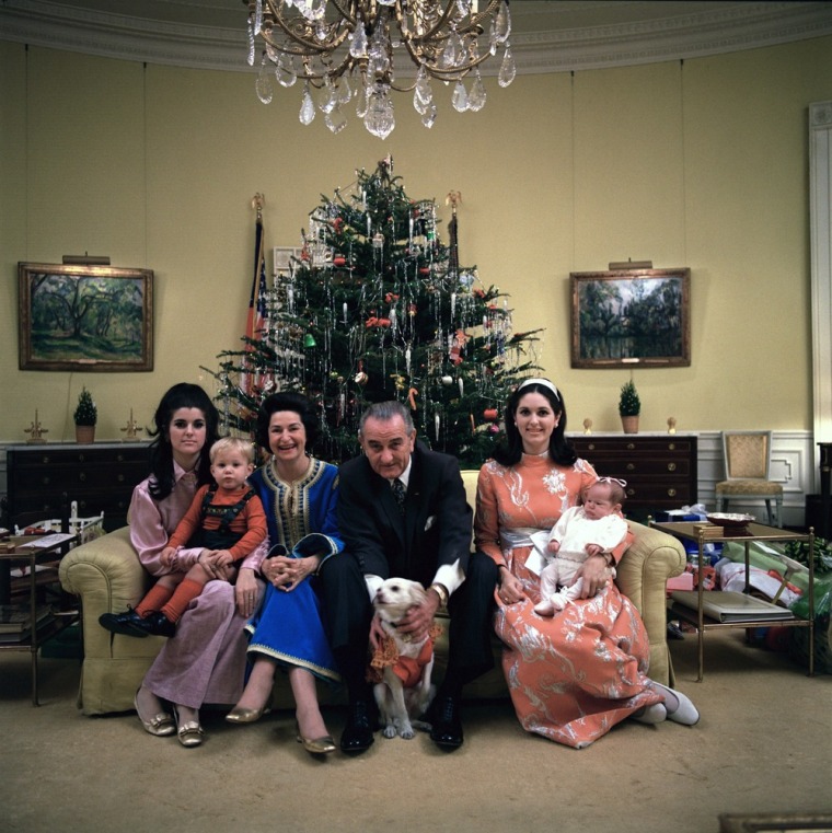 Image: LBJ and family, Christmas photo, 1968