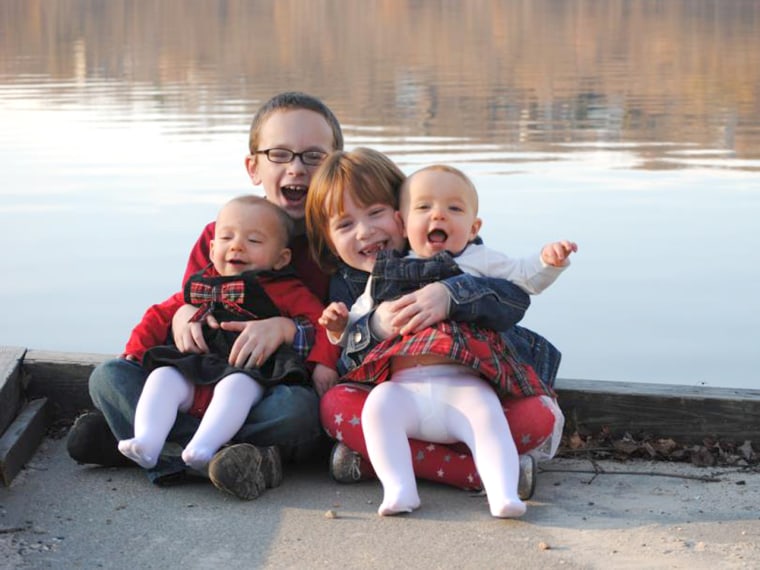 Nicholas, 7, Addison, 5, and twin girls Carrington and Madelyn, 1.