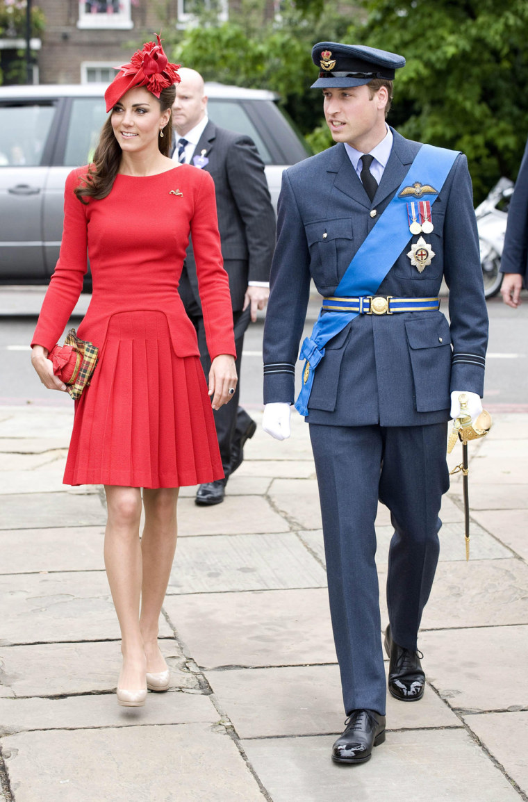 Prince William and Kate prepare to board the Spirit of Chartwell during the Diamond Jubilee pageant on the River Thames on June 3. For the celebration, Kate wore Alexander McQueen.