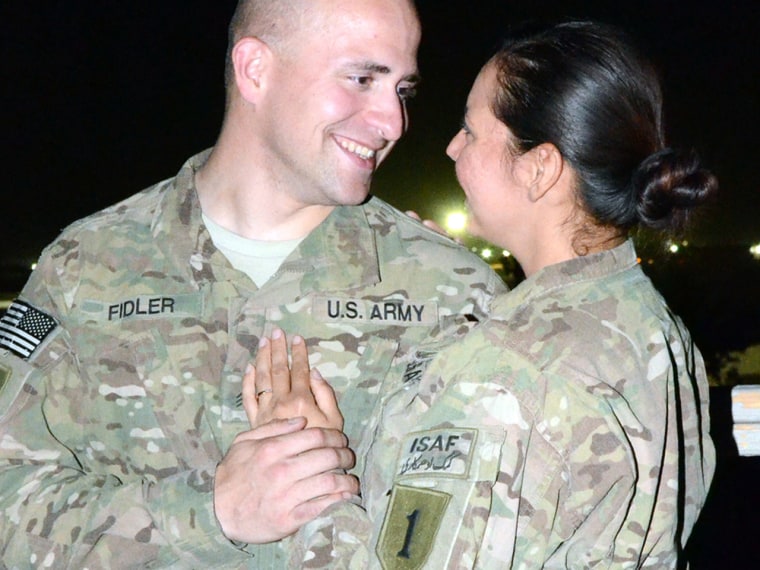 United States Army Sgt. Drew Fidler and Army Spc. Michelle Williams, who are currently serving in Afghanistan, were married this summer via double-proxy wedding in Montana.