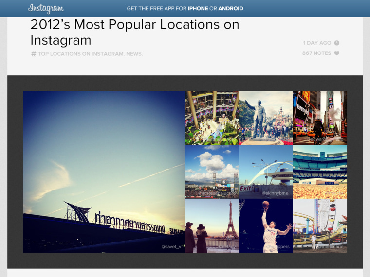 Image: Instagram's most photographed places of 2012
