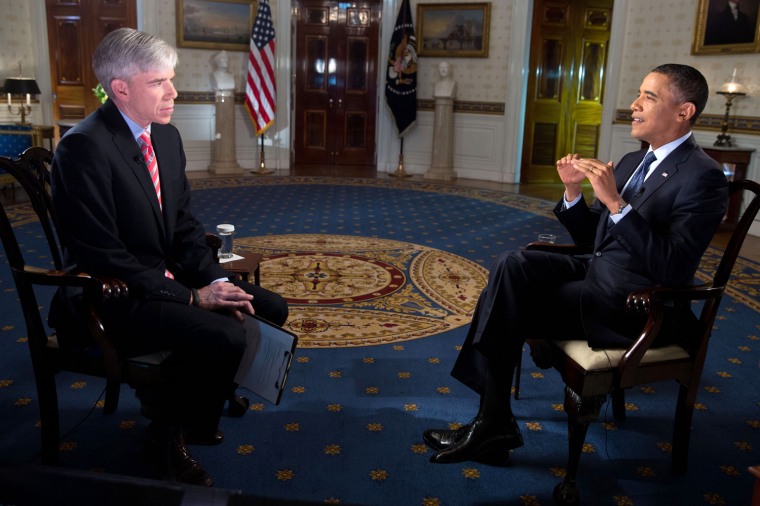 President Barack Obama is interviewed by David Gregory of NBC's