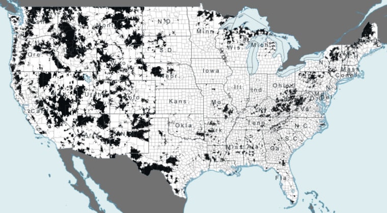 The FCC's map of 3G data dead zones.