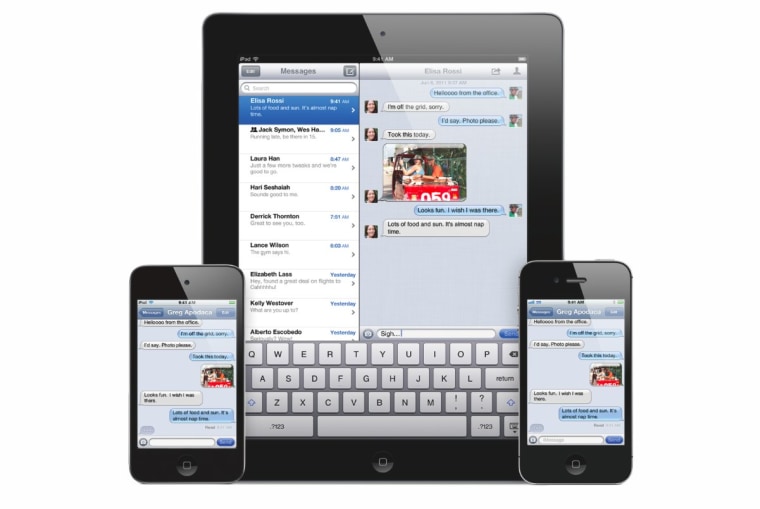 iMessage, Apple's messenger service, allows users to sync their text, photo and video messages across iOS devices.