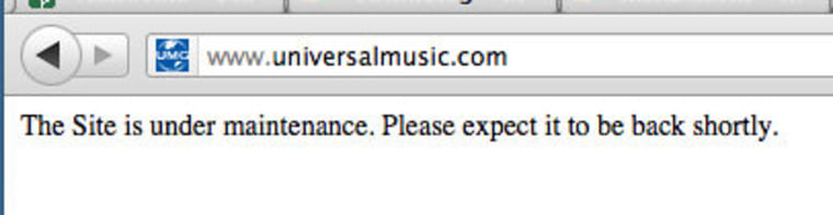 Universal Music's home page was not accessible Thursday afternoon.