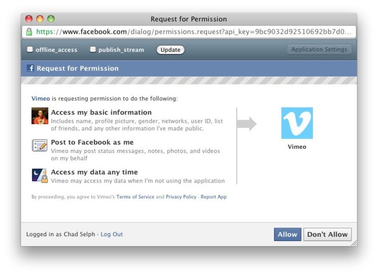 fPrivacy Chrome extension adds a bar to the top of a Facebook app permission screen, so you can fine tune access