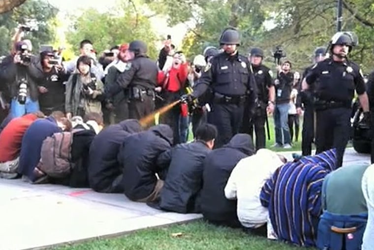 Students at UC Davis are pepper sprayed.